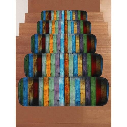 5 PCS/Set Washable Non slip Stair Treads Stair Carpet Stripe Color Vintage Rugs Dirt Proof Backing Stair Carpets for Home Office