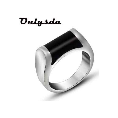 Men Stainless Steel Band Ring Geometry Rhombus Black colour Fashion Mens Hiphop Punk Jewelry Male Finger Rings Anel Lucky Gift