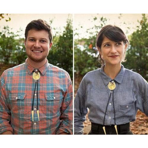 Western cowboy zinc alloy male and female couple horse head bow tie gift