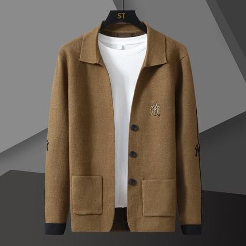 Brand Mens Sweater Jacket Letter Knitwear Cardigan Autumn Winter Long Sleeve Slim Fit Business Casual Sweatercoat Male Clothing