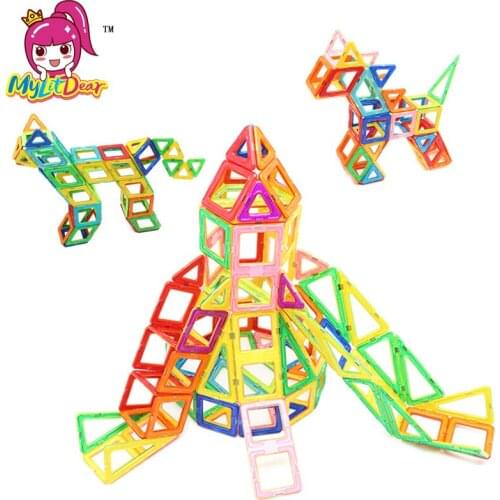 MylitDear 53Pcs Magnetic Designer Construction Educational Toys Plastic Creative Bricks Enlighten Magnetic Building Blocks Toys