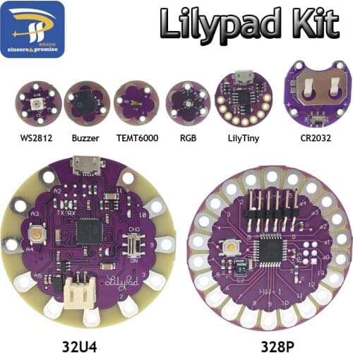 ATmega32U4 ATMEGA328P LilyPad 328 For Arduino DIY Kit Micro USB ATtiny85 LilyTiny Main Board Buzzer WS2812 RGB CR2032 TEMT6000