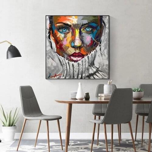 Wall paintings Handpainted Modern Human Face Oil Painting Painting Poster Fashion art for Bedroom Living Room Wall Decoration