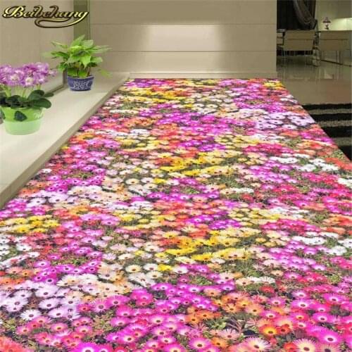 Beibehang Custom Flowers Floor Mural wallpaper for walls 3 d Toilets Bathroom Bedroom 3D Flooring Self-adhesive wall paper roll