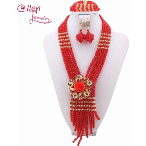 Nigerian Wedding African Beads Rushed Classic Women Crystal Jewelry Sets New Arrived african Nigeria beads jewelry set W11085