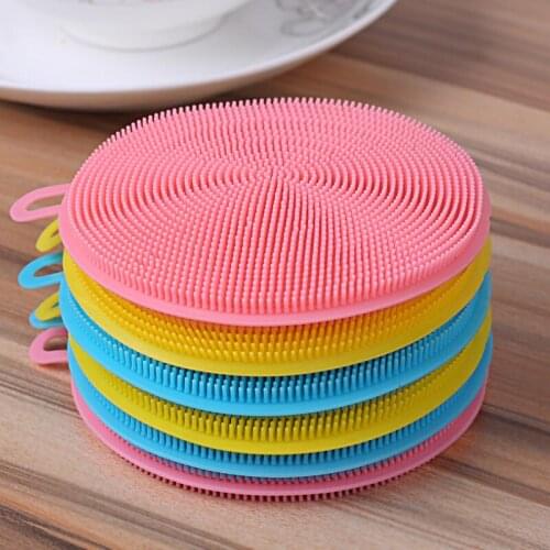 New Candy Color Magic Silicone Dish Bowl Cleaning Brushes Scouring Pad Pot Pan Wash Brushes LX7972