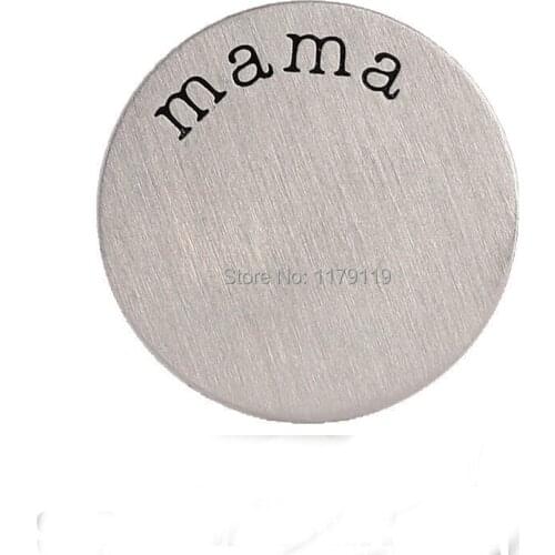 New Design 22mm "Ma Ma" Stainless Steel Plate Word Floating locket charms Jewelry fit Glass locket Wholesale