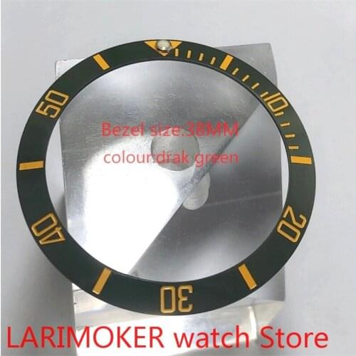 Brand new high quality 38mm drak green rotating glass bezel suitable for 40mm mens watch automatic winding