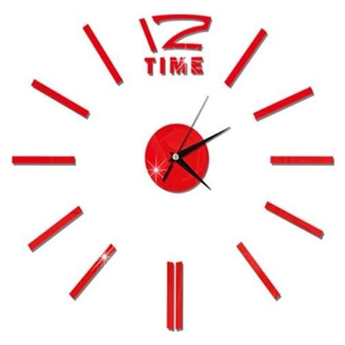 Modern DIY Wall Clock Large Frameless 3D Wall Clock Mirror Stickers for Home Living Room Office Decor