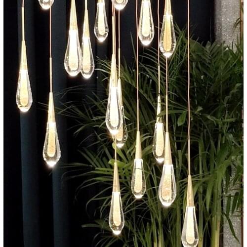 Modern LED Pendant Lights Lighting nordic Luxury home Deco LOFT Villa Staircase Glass Pendant Lamp Kitchen Crystal Hanging Lamps