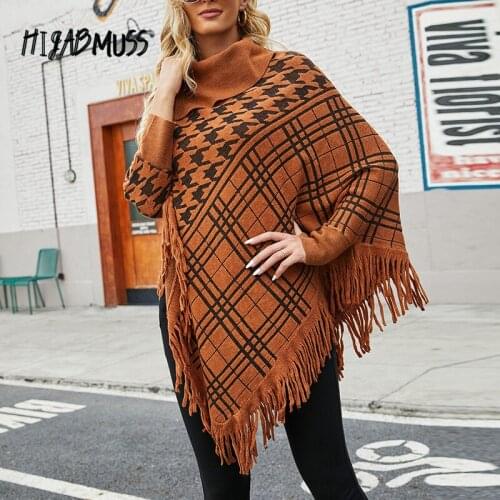 Autumn And Winter New 2021 Women Shawl Cloak Sweater Sweater Half Open Collar Tassel Hem Oversized Jacket Womens