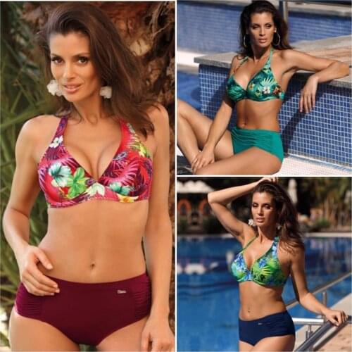 Bikinis Women Bandage Swimsuit Bikini 2021 Sexy Push Up Swimwear High Waist Bathing Suit Halter Bikinis Suit Swim Print bikini