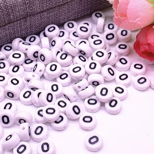 100pcs/lot 7x4mm "O" White Round Alphabet/ Letter Acrylic Loose Spacer Beads for Jewelry Making DIY Bracelet Accessories