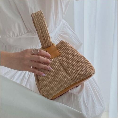 2020 Summer Beach Straw Bag Women Top-Handle Bucket Shoulder Bag Designer Rattan Tote Luxury Handbags Brand Chain Messenger Bags