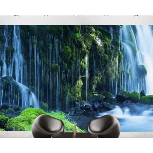 Beibehang Photo 3d Wallpaper natural scenery Mountain stream waterfall Bedroom Living Room Background 3d Wallpaper behang