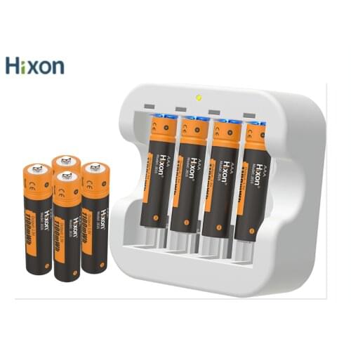 4pc 1100mWh 1.5V AAA Lithium Rechargeable Battery 4 Slot Charger, Constant Output 1200 Cycles Application: Wireless Mouse