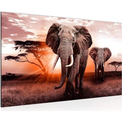 5D Diamond Sunset African Elephant Picture Of Rhinestones Diamond Painting Full Square round Embroidery Natural Landscape Animal
