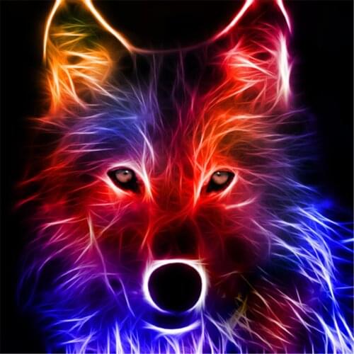 Animals Diamond Painting 5D "Colorful wolf" Full Square Drill Diamond Embroidery Of Rhinestones Mosaic Cross Stitch Home Decor