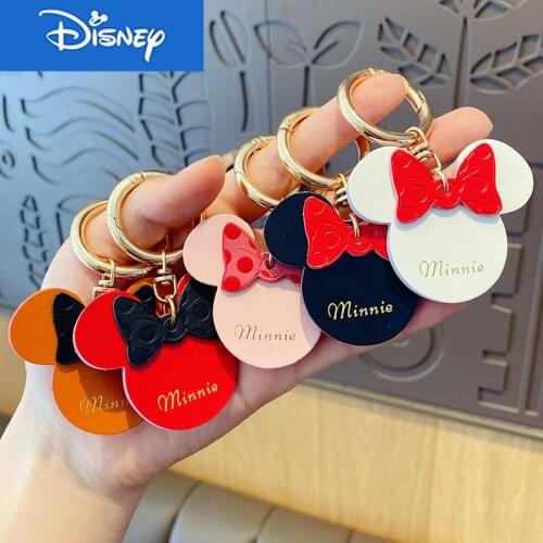 Disney Cute Cartoon Keychain Mickey Minnie Trend Car Keyring Simple Wind Bag Pendant Creative Gift Wholesale Cortical Key Chain