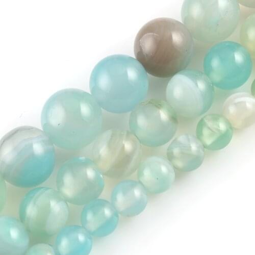 6/8/10mmLight Blue Sardonyx Beads Natural Agates Round Loose Stone Beads for Jewelry Making DIY Bracelets Necklace Supplies 15