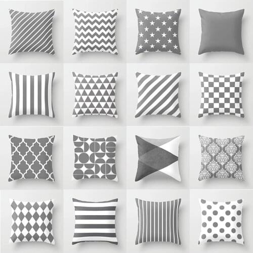 1pcs Nordic Style Grey Color Cushion Cover Geometric Peach Skin Throw Pillow Case Car Sofa Bed Decorative Pillowcase Home Decor