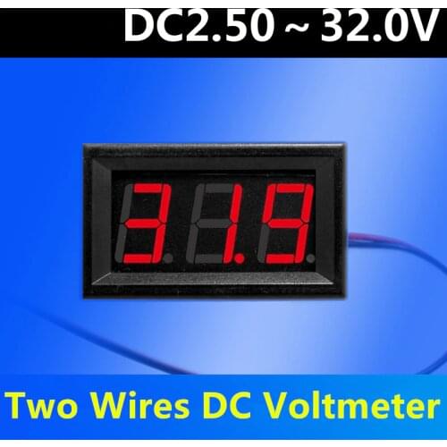 DIY DC2.5-30V DC 0-100V 2/3 Wires Red LED Panel Voltage Meter Gauge Digital Voltmeter Tester Electrical Instruments for Car Auto