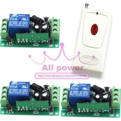 DC12V 1CH 10A wireless remote control switch with RF transmitter white garage door/ window /lamp controller rf electrical switch