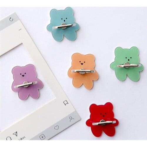 UVR 360 Degree Finger Ring Cartoon Bear Stand Holder Colorful Bear Mobile Phone Holder Stand For iPhone Huawei All Phone