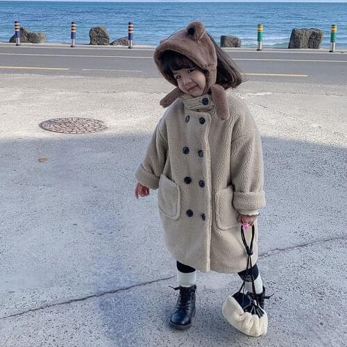 Baby Girls Lapel Jacket Sping Autumn Fashion Casual For Kids Thick Solid Color Outerwear Loose Coat Children Warm Clothes
