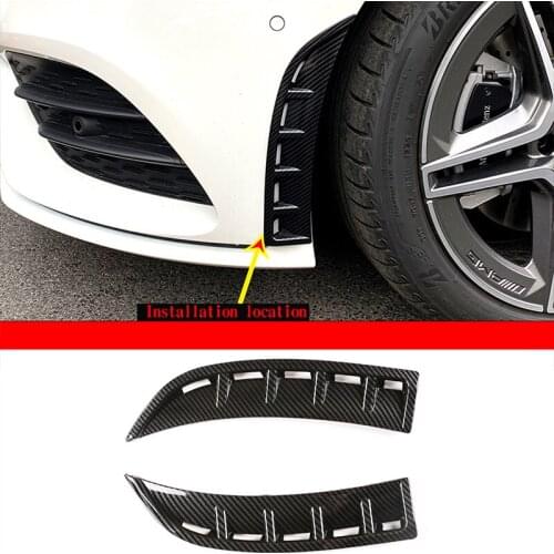For Mercedes-Benz CLA C118 W118 2020-21 ABS Carbon Fiber Car Front Bumper Spoiler Side Deflector Sticker Car Accessories