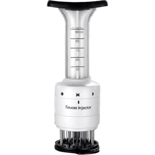 Beef Meat Marinade Injector Stainless Steel Barbecue Seasoning Sauce Injector,White
