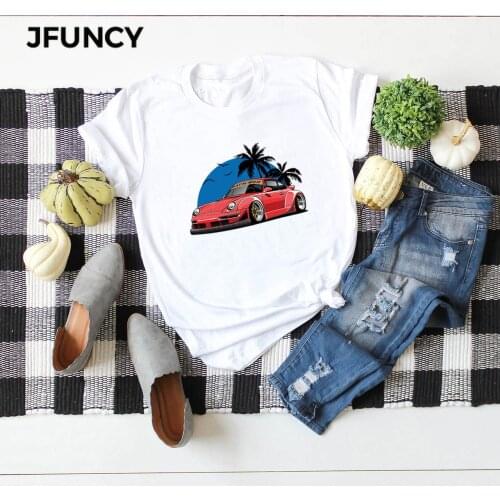 JFUNCY New Print Women T-shirt Cotton Short Sleeve Summer Tops Woman Tee Shirts Female Plus Size Casual Clothes