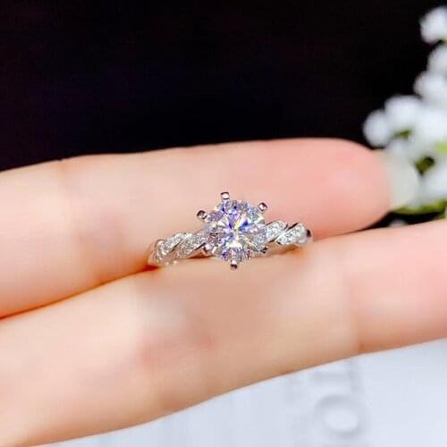 Jewelry 1ct D Color VVS1 Grade Moissanite Ring for Wedding 925 Silver Moissanite Ring for Engagement Birthday Gift