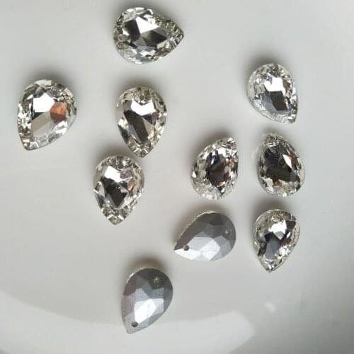 MEYA Teardrop Crystal Sew On Rhinestone Pointback Glass Sew on Stone Droplet Sewing Rhinestone for Wedding Dress
