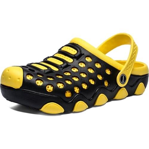 Men Sandals Slippers Summer Breathable Beach Shoes Women Double Wear Flat Male Sneaker Mesh Croc Jelly Shoes Beach Mens Slippers