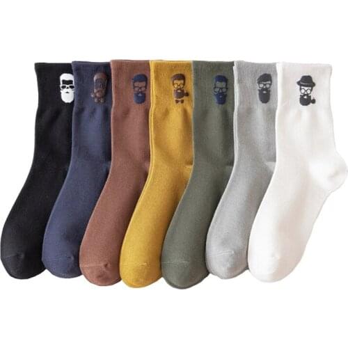 2 Pair Cartoon Print Avatar Gift For Men Socks Cotton Japanese Style Street Wear Long Winter Brand Socks Calcetas Hombre Sokken