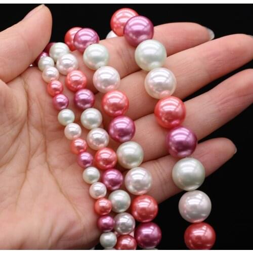 New Natural Round White Purple And Pink Mix-color Pearl Beads Punch for Jewelry Making DIY Women Necklace Bracelet Gift