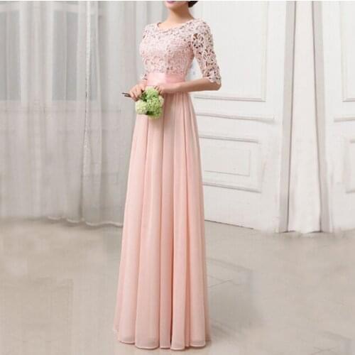 Elegant Formal Evening Party Dress Women Crochet Lace Chiffon Patchwork Maxi Dress Female Hollow Out Plus Size Long Dresses 2020