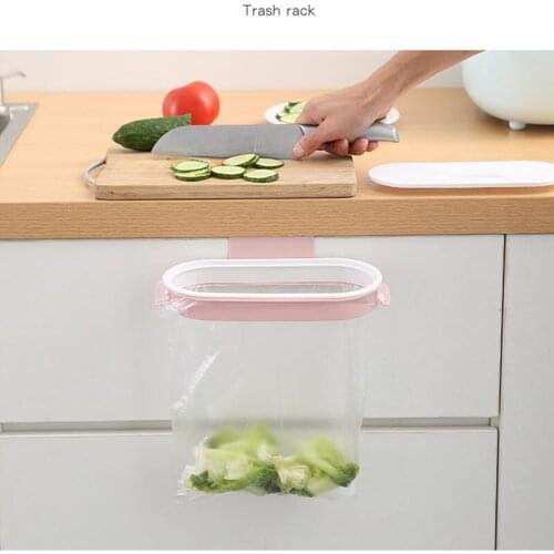 Portable Plastic Garbage Hanging Bag Kitchen Trash Storage Rack Bag Hook Scouring Pad Dry Shelf Holder Kitchen Organzier