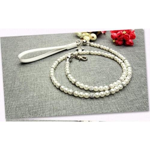 60Pcs/lot Fashion Dogs Cats Pearl Leash Doggy Luxurious Drilling Ball Lead Supplies Puppy Leashes Pets Accessories