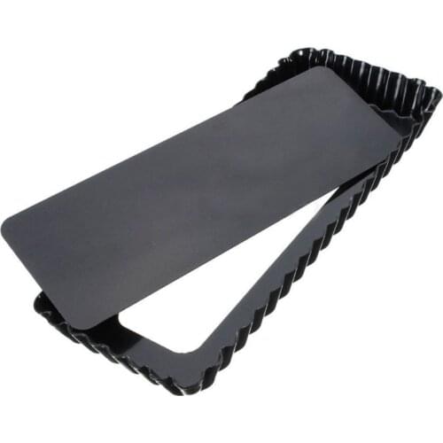 Rectangle Fluted Pie Tart Pan Mold Baking Removable Bottom Nonstick Quiche Tool