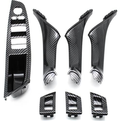 LHD RHD Carbon Fiber Interior Door Pull Handle 7PCS Set For BMW 5 Series F10 F11 F18 520i 523i 525i 528i 535i