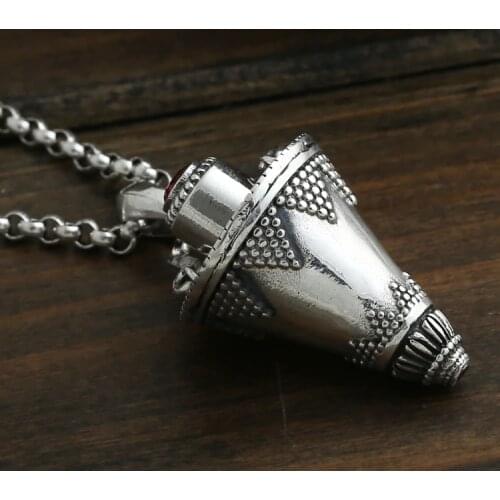 S925 sterling silver pendant box amulet cone gawu male and female small perfume bottles Pendant Silver factory price