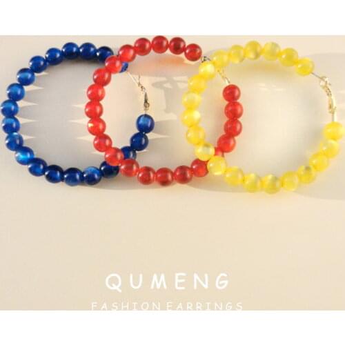 New Bohemian handmade circle bead Hoop earrings for Women trendy geometric round beaded String earrings fashion jewelry gifts