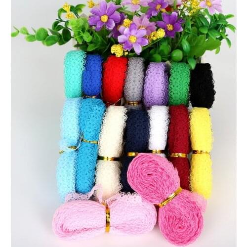 Width 15mm 5yards/lot Embroidered Net Lace Trim Fabric Garment Ribbon Headband Wedding Party Decoration DIY Accessories