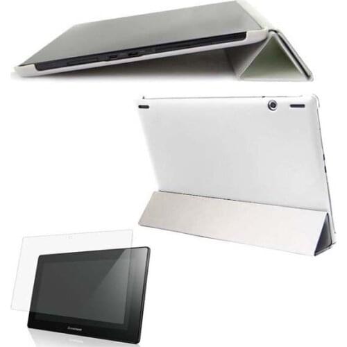 Slim Stand Fold Sleep/Wake Book Funda Leather Case For Lenovo Ideatab S6000 S6000H S6000F S6000G Tablet + Clear Screen Protector
