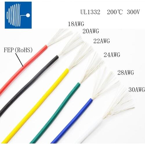 UL1332 16/ 18/20/22/24/26/28/30AWG electronic wire FEP 1/2M 300V high temperature 200 degree stranded wire for DIY device