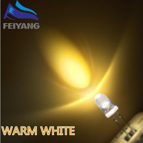 Smart Electronics 100pcs/lot F5 Ultra Bright 5MM Round Warm White Water Clear LED Light Lamp Emitting Diode Transparents