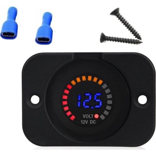 Waterproof 12V DC Voltmeter Color LED Digital Display Volt Meter Voltage Meter Scale Gauge Battery Tester for Marine Car RV