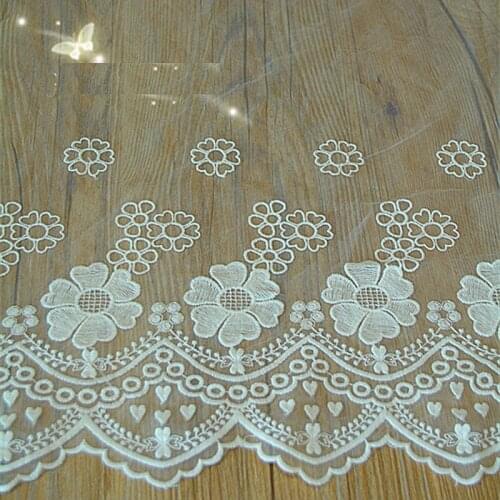 YACKALASI Cotton Embroidery Lace Scalloped Flower Lace Applique DIY Garment Accessories Free shipping 42cm